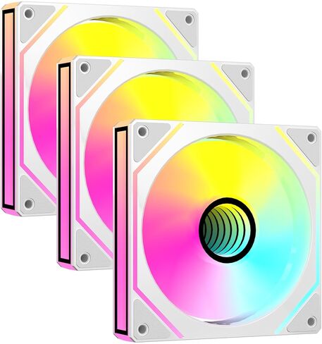 ARGB PC Case Fans Infinity Mirror 120mm Reverse Fan with 5V 3-PIN Connector- Daisy Chain Design- Low Noise Computer ARGB PWM Fans for Gaming PC Case Without Controller-3Pack，Black,RF02-B in Saudi Arabia