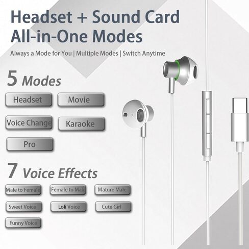 Tablet Headset with Sound Card & Voice Changer, Headphones for Male to Female, Female to Male, Loli Voice, Gaming & Streaming in Kuwait