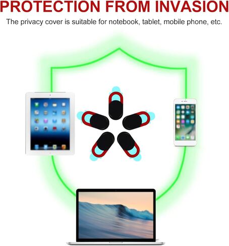 Veemoon 5pcs Webcam Privacy Covers for Laptop and Phone, Black and Red Slide Camera Protectors, Multi-Functional Computer Camera Covers for Secure Video Calls and Online Privacy in Saudi Arabia