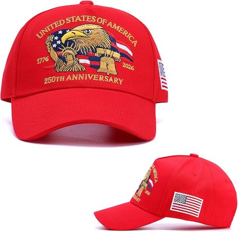 250th Anniversary Patriotic Baseball Cap (1776-2026) Embroidered USA Hat, Adjustable Unisex Bicentennial Gift in Saudi Arabia