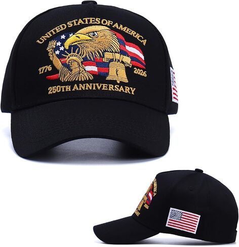 250th Anniversary Patriotic Baseball Cap (1776-2026) Embroidered USA Hat, Adjustable Unisex Bicentennial Gift in Saudi Arabia