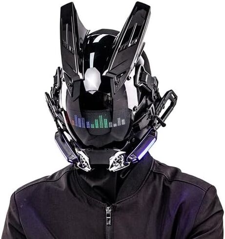 CosTribe الشرير قناع خوذة للكبار مستقبلية Techwear خوذة هالوين تأثيري قناع تنكري رائع ملحق مع مصباح LED in Kuwait
