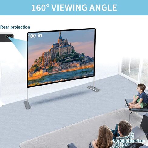 شاشة عرض وحامل مقاس 100 بوصة: شاشة عرض محمولة بدقة 4K HD مع حقيبة حمل للمسرح المنزلي الخارجي والداخلي والسفر في السينما في الفناء الخلفي in Kuwait