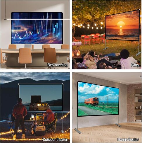 شاشة عرض وحامل مقاس 100 بوصة: شاشة عرض محمولة بدقة 4K HD مع حقيبة حمل للمسرح المنزلي الخارجي والداخلي والسفر في السينما في الفناء الخلفي in Kuwait
