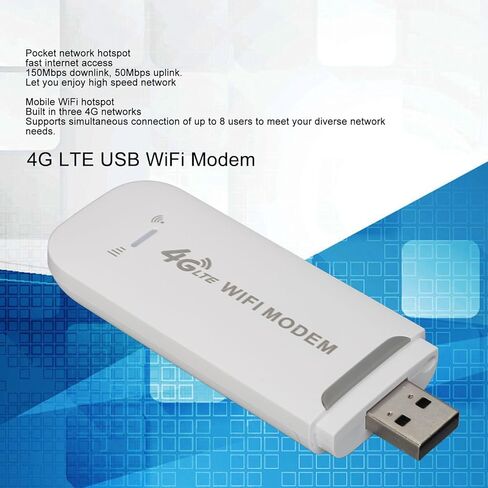 Sanpyl 4G LTE USB WiFi Hotspot، 4G Mobile Hotspot Router 150Mbps Pocket Network WiFi Modem Support 8 Users، for Wins for Android for OSX in Kuwait