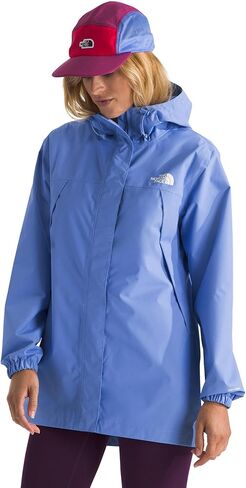 سترة المطر Antora للسيدات من The North Face - سترة طويلة مقاومة للرياح ومقاومة للماء، غطاء رأس قابل للتعديل، جيوب آمنة بسحاب، أزرق داكن، مقاس كبير in Kuwait