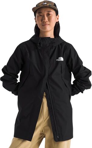 سترة المطر Antora للسيدات من The North Face - سترة طويلة مقاومة للرياح ومقاومة للماء، غطاء رأس قابل للتعديل، جيوب آمنة بسحاب، أزرق داكن، مقاس كبير in Kuwait