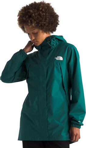 سترة المطر Antora للسيدات من The North Face - سترة طويلة مقاومة للرياح ومقاومة للماء، غطاء رأس قابل للتعديل، جيوب آمنة بسحاب، أزرق داكن، مقاس كبير in Kuwait