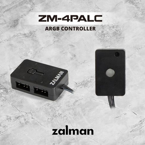 ARGB PC Fans Controller 4-Port Hub for 5V 3-Pin A-RGB، زر ضغط سهل التحكم مع منفذ تبديل 2 دبوس، يعمل بالطاقة SATA، لوحة خلفية مغناطيسية (Zalman 4PALC) in Kuwait