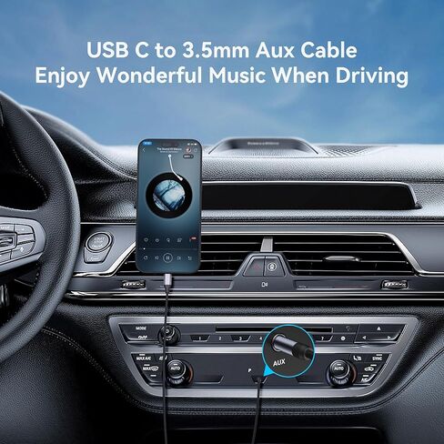 2 حزمة كابل USB C إلى 3.5 ملم صوت Aux Jack، سلك ستيريو للسيارة من النوع C إلى 3.5 ملم متوافق مع iPhone 17 16 15 Pro Max، Samsung Galaxy S25 S24 S23 S22 S21 Note 20، Pixel 10 9 8 7، 3.3FT (أسود) in Saudi Arabia