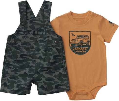 بدلة قطعة واحدة بأكمام قصيرة للأولاد من Carhartt مكونة من قطعتين ومجموعة قصيرة من القماش المموه in Kuwait