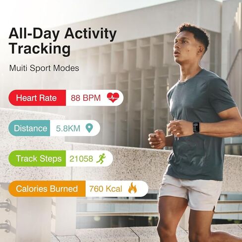 ساعة ضغط الدم للرجال، ساعة ضغط الدم المقاومة للماء IP68، شاشة لمس ذكية عالية الدقة 1.96 بوصة لتتبع اللياقة البدنية مع أكثر من 100 وضع رياضي لنظام Android/iOS in Saudi Arabia