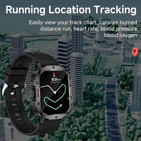 ساعة ضغط الدم للرجال، ساعة ضغط الدم المقاومة للماء IP68، شاشة لمس ذكية عالية الدقة 1.96 بوصة لتتبع اللياقة البدنية مع أكثر من 100 وضع رياضي لنظام Android/iOS in Saudi Arabia