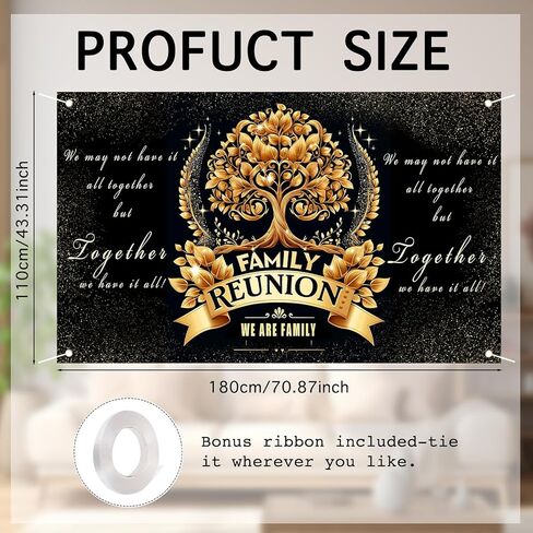 Nuxovilar Family Reunion Golden Tree Backdrop Polyester 71x43 Inches Wall Tapestry for Family Event Reunion Celebration in Saudi Arabia