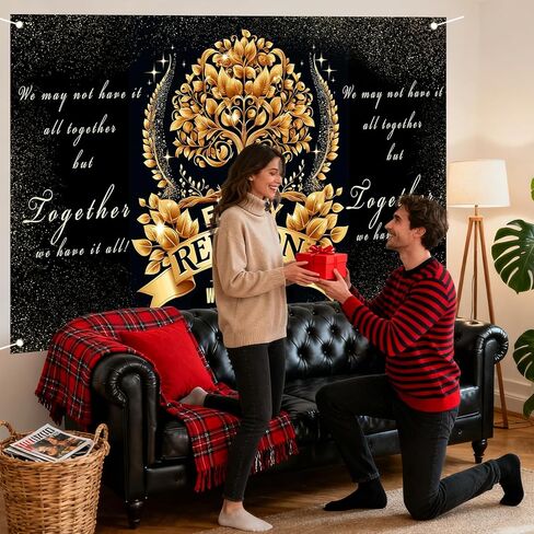 Nuxovilar Family Reunion Golden Tree Backdrop Polyester 71x43 Inches Wall Tapestry for Family Event Reunion Celebration in Saudi Arabia