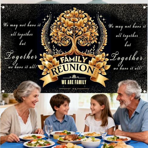 Nuxovilar Family Reunion Golden Tree Backdrop Polyester 71x43 Inches Wall Tapestry for Family Event Reunion Celebration in Saudi Arabia