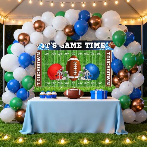 Mocsicka Football Backdrop Banner It's Game Time Football Background Sports Theme Birthday Party Decorations Photo Booth Props (6x3.6ft) in Saudi Arabia
