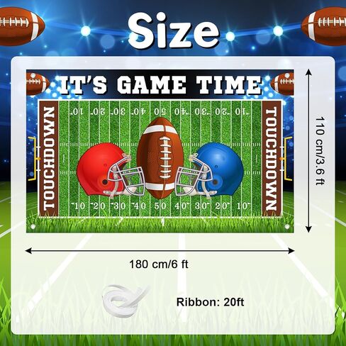 Mocsicka Football Backdrop Banner It's Game Time Football Background Sports Theme Birthday Party Decorations Photo Booth Props (6x3.6ft) in Saudi Arabia