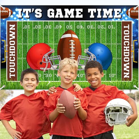 Mocsicka Football Backdrop Banner It's Game Time Football Background Sports Theme Birthday Party Decorations Photo Booth Props (6x3.6ft) in Saudi Arabia