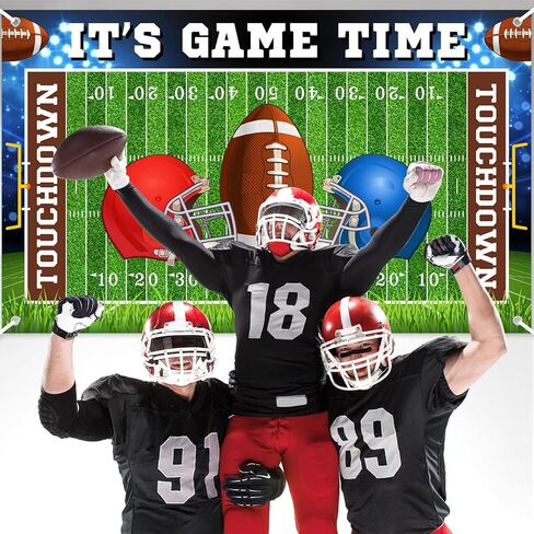 Mocsicka Football Backdrop Banner It's Game Time Football Background Sports Theme Birthday Party Decorations Photo Booth Props (6x3.6ft) in Saudi Arabia