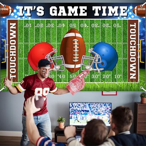 Mocsicka Football Backdrop Banner It's Game Time Football Background Sports Theme Birthday Party Decorations Photo Booth Props (6x3.6ft) in Saudi Arabia