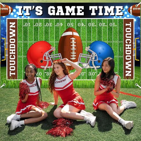 Mocsicka Football Backdrop Banner It's Game Time Football Background Sports Theme Birthday Party Decorations Photo Booth Props (6x3.6ft) in Saudi Arabia