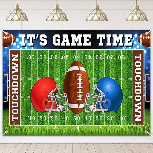 Mocsicka Football Backdrop Banner It's Game Time Football Background Sports Theme Birthday Party Decorations Photo Booth Props (6x3.6ft) in Saudi Arabia
