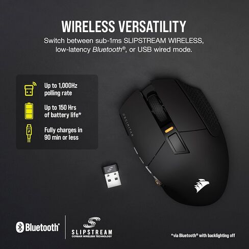 ماوس الألعاب CORSAIR SCIMITAR ELITE RGB WIRELESS MMO - 26000 نقطة في البوصة - 16 زرًا قابلاً للبرمجة - بطارية تصل إلى 150 ساعة - متوافق مع iCUE - أسود (متجدد) in Kuwait