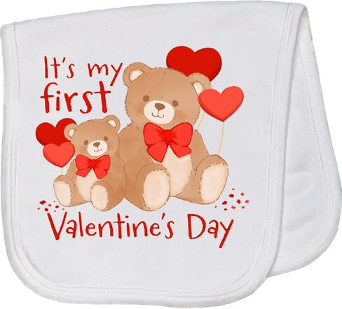 inktastic It's My 1st Valentine's Day Baby Burp Cloth White 44ebf in Saudi Arabia