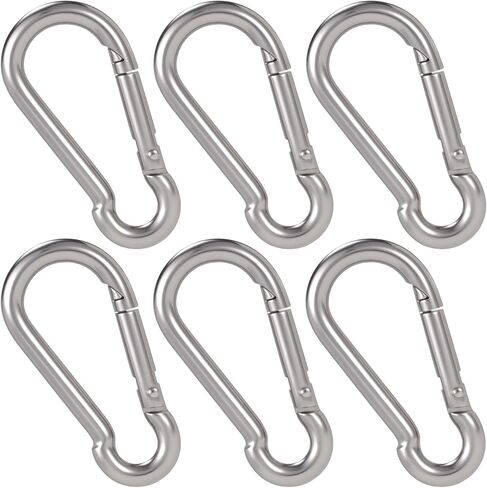 6pcs Keychain Clips, 304 Stainless Steel Spring Snap Hooks, Heavy Duty Keychain Clip DIY Accessories for Backpack Keyring Chains Ropes Camping Hiking Fishing Traveling- Silver in Saudi Arabia