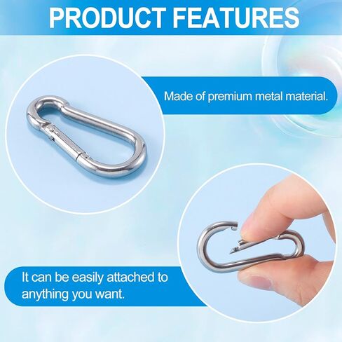 6pcs Keychain Clips, 304 Stainless Steel Spring Snap Hooks, Heavy Duty Keychain Clip DIY Accessories for Backpack Keyring Chains Ropes Camping Hiking Fishing Traveling- Silver in Saudi Arabia