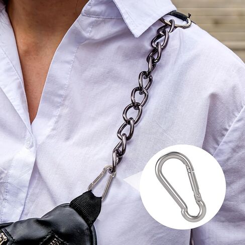 6pcs Keychain Clips, 304 Stainless Steel Spring Snap Hooks, Heavy Duty Keychain Clip DIY Accessories for Backpack Keyring Chains Ropes Camping Hiking Fishing Traveling- Silver in Saudi Arabia