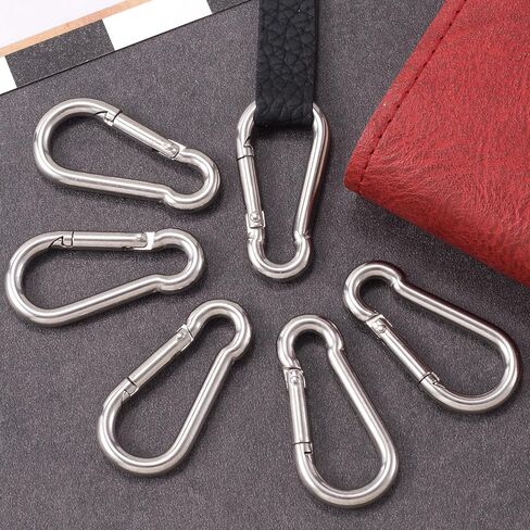 6pcs Keychain Clips, 304 Stainless Steel Spring Snap Hooks, Heavy Duty Keychain Clip DIY Accessories for Backpack Keyring Chains Ropes Camping Hiking Fishing Traveling- Silver in Saudi Arabia
