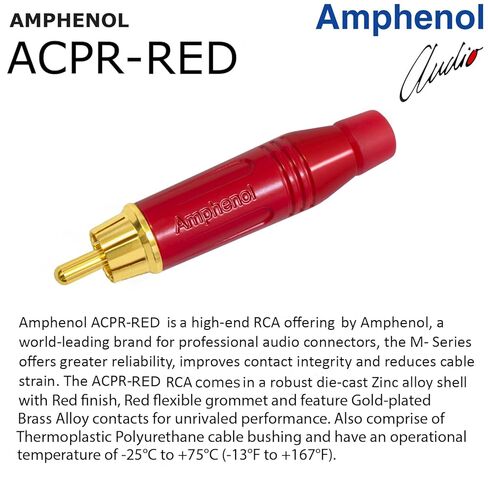 1.5 Foot RCA Cable Pair - WBC-PRO-Quad Ultra-Silent, Ultra-Flexible, Star-Quad Audiophile & Pro-Grade Audio Interconnect Cable with Amphenol ACPR Gold RCA Plugs - Gray & Red Jacket - Directional in Saudi Arabia
