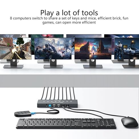 8 منافذ USB2.0 محول يدوي محدد KVM محول تحويل 8 في 4 خارج الكمبيوتر مشاركة أجهزة USB للوحات مفاتيح الطابعة in Kuwait