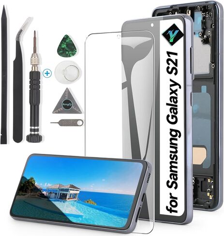 YWLRONG لهاتف Samsung Galaxy S21 5G G991U بديل شاشة incell لهاتف Samsung Galaxy S21 4G G990 incell شاشة LCD تعمل باللمس مع أدوات (مع إطار) in Kuwait