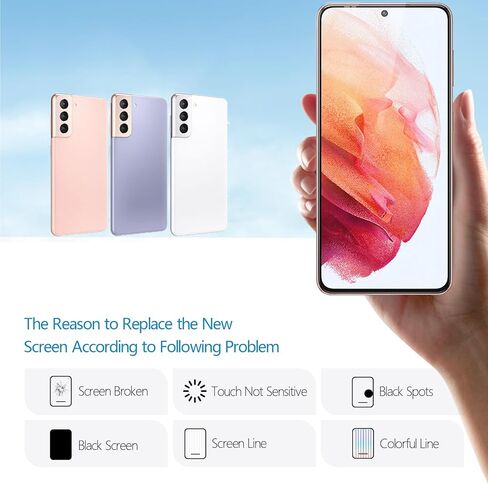 YWLRONG لهاتف Samsung Galaxy S21 5G G991U بديل شاشة incell لهاتف Samsung Galaxy S21 4G G990 incell شاشة LCD تعمل باللمس مع أدوات (مع إطار) in Kuwait