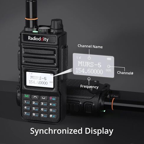 راديو Radioddity MU-5 MURS، راديو ثنائي الاتجاه قابل لإعادة الشحن، مزامنة العرض للأعمال الصناعية بالتجزئة + محطة شحن بستة اتجاهات in Kuwait