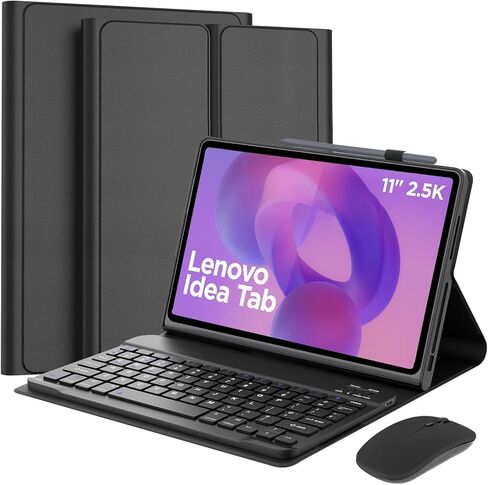 حافظة لوحة مفاتيح قابلة للفصل مع ماوس لجهاز Lenovo Idea Tab 11 بوصة 2025 (TB336FU/TB336ZU)، حافظة لوحة مفاتيح مغناطيسية لجهاز Lenovo Idea Tab 11 بوصة مع حامل قلم، 3 زوايا للتعديل، أسود in Kuwait