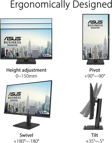 شاشة إرساء ASUS مقاس 27 بوصة 1440 بكسل USB-C RJ45 (BE27ACGN) - QHD (2560x1440)، IPS، 120 هرتز، بدون إطار، مكبرات صوت، ارتفاع قابل للتعديل، سلسلة DisplayPort Daisy، مزامنة الطاقة، العناية بالعين، ضمان لمدة 3 سنوات in Kuwait