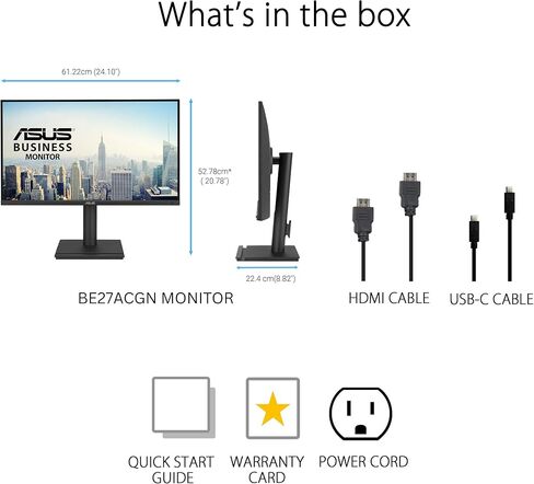 شاشة إرساء ASUS مقاس 27 بوصة 1440 بكسل USB-C RJ45 (BE27ACGN) - QHD (2560x1440)، IPS، 120 هرتز، بدون إطار، مكبرات صوت، ارتفاع قابل للتعديل، سلسلة DisplayPort Daisy، مزامنة الطاقة، العناية بالعين، ضمان لمدة 3 سنوات in Kuwait