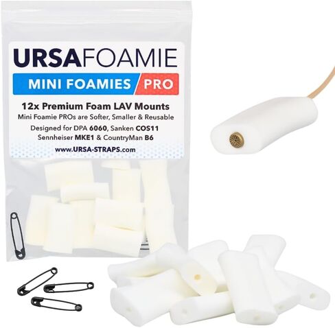 URSA Mini Foamies: Soft Mini Foam Mounts for Wireless Lav Mics. Can be stuck directly to the skin or costume. Fits SANKEN COS11, DPA 6060, Countryman B6, Sennheiser MKE1 (Pack of 12) (White) in Kuwait