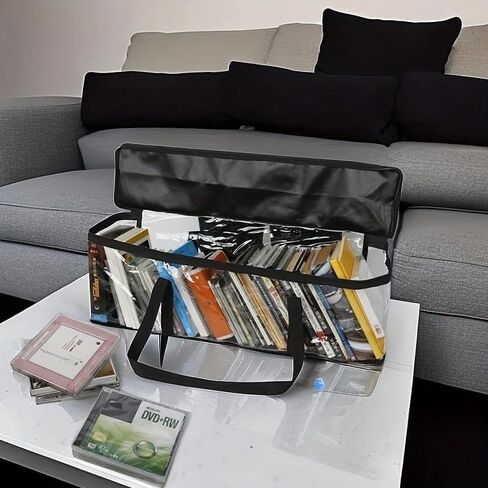 DVD Storage Bags - Clear PVC Media Holder Case with Handles Each Bag Holds up to 40 DVDs in Saudi Arabia