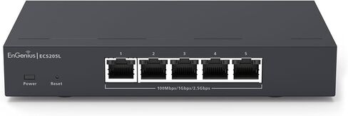 محول EnGenius ECS205L ذو 5 منافذ 2.5 جيجا بايت متعدد الطبقات 2 - مُدار سحابيًا أو محليًا، متوافق مع Cat5e، إيثرنت عالي السرعة للأعمال ومحطات العمل والخوادم ونقاط وصول Wi-Fi in Saudi Arabia