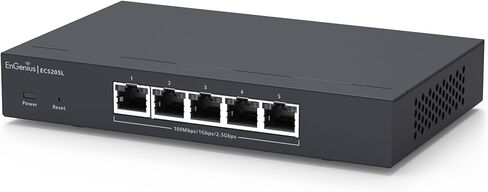 محول EnGenius ECS205L ذو 5 منافذ 2.5 جيجا بايت متعدد الطبقات 2 - مُدار سحابيًا أو محليًا، متوافق مع Cat5e، إيثرنت عالي السرعة للأعمال ومحطات العمل والخوادم ونقاط وصول Wi-Fi in Saudi Arabia