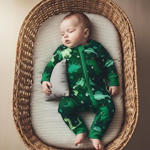 SAYOO Infant Baby Boy Girl Fall Clothes St Patricks Day Lucky Clover Zipped Romper Baby One-piece Jumpsuit 3 6 9 12 18 Months in Saudi Arabia