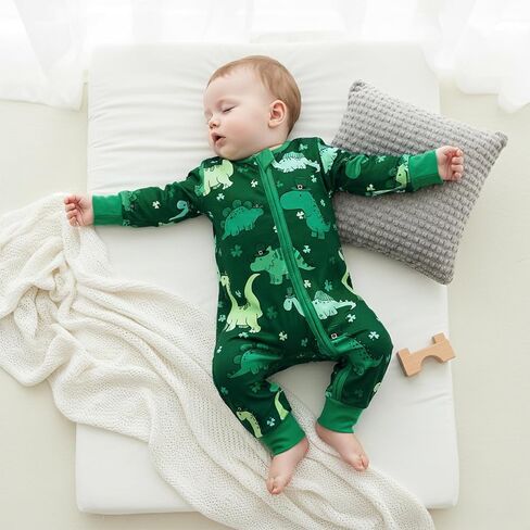 SAYOO Infant Baby Boy Girl Fall Clothes St Patricks Day Lucky Clover Zipped Romper Baby One-piece Jumpsuit 3 6 9 12 18 Months in Saudi Arabia