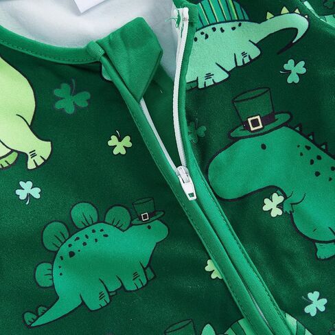 SAYOO Infant Baby Boy Girl Fall Clothes St Patricks Day Lucky Clover Zipped Romper Baby One-piece Jumpsuit 3 6 9 12 18 Months in Saudi Arabia