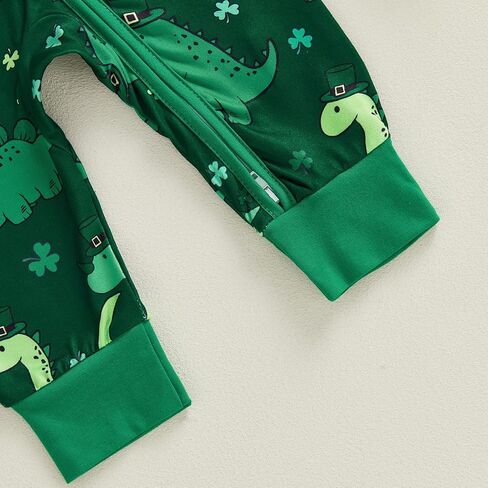 SAYOO Infant Baby Boy Girl Fall Clothes St Patricks Day Lucky Clover Zipped Romper Baby One-piece Jumpsuit 3 6 9 12 18 Months in Saudi Arabia
