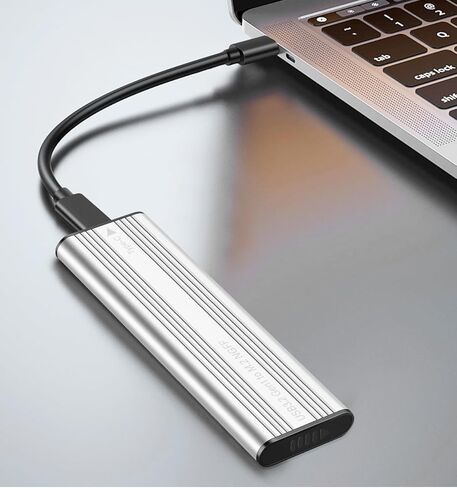 M.2 SATA SSD Enclosure Adapter,USB3.2 Gen1 5Gbps Type-C to SATA NGFF Based M.2 Solid State Drive Adapter Reader,Support B-Key(B+M Key) Silver in Saudi Arabia